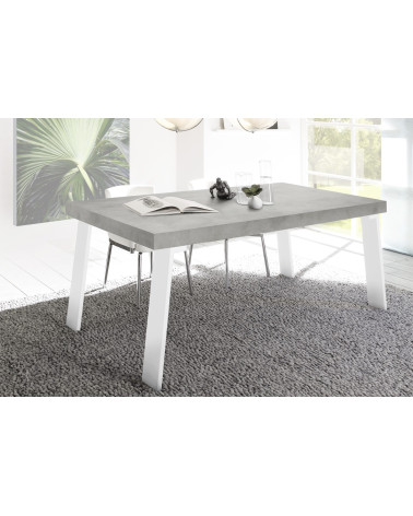 Mesa Palma efecto cemento/blanco - 168 x 88 x 78 cm