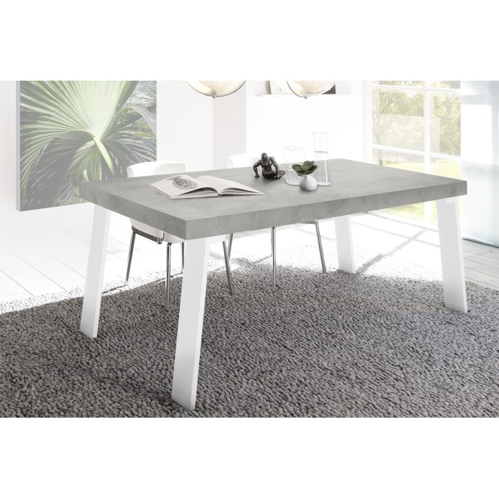 Mesa Palma efecto cemento/blanco - 168 x 88 x 78 cm