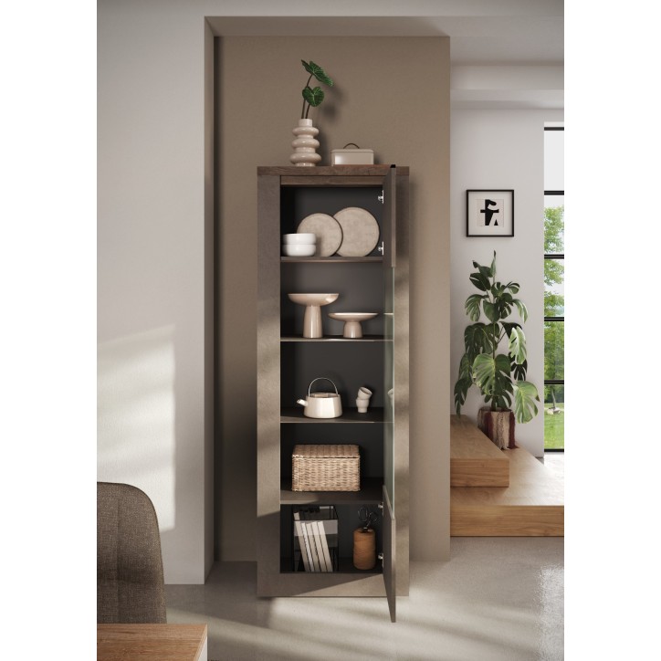 Vitrina 1 puerta de cristal Ischia Mercure - 67x192x43 cm