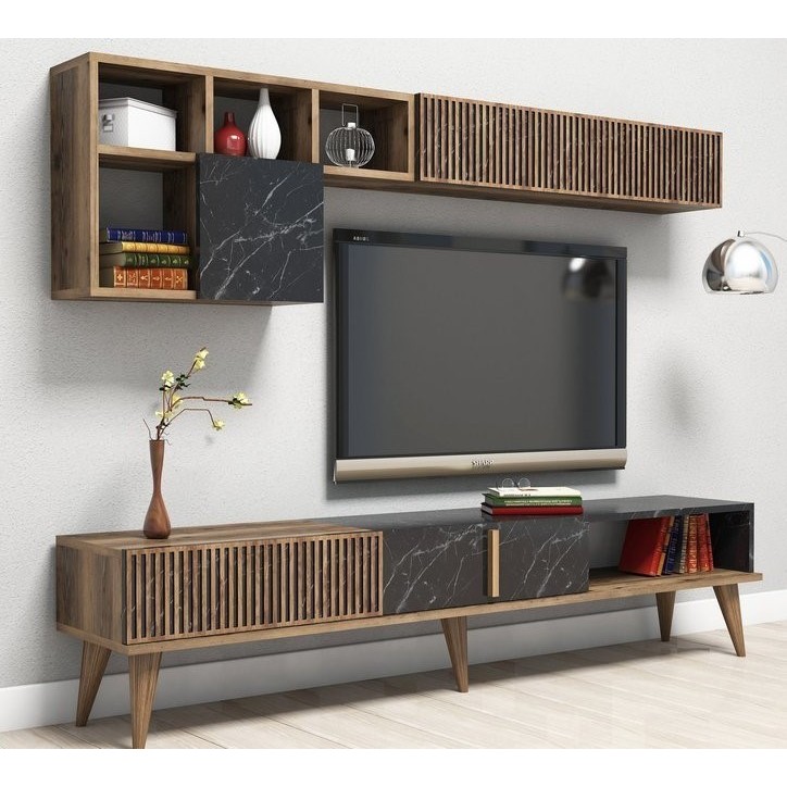 Salon complet TV MILAN marbre noir Salon complet TV MILAN marbre noir