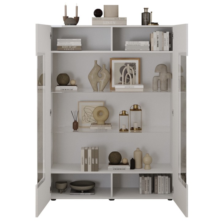 Vitrina Rio blanca con 2 puertas de cristal - 121 x 166 x 42 cm