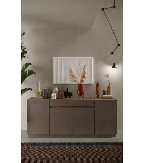 Buffet 4 portes + 1 tiroir FANTASY Bronze/chêne Mercure 205 cm