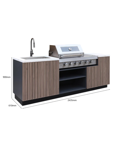 Cocina de exterior BBQ Lior - 243,5 × 61 × H90 cm