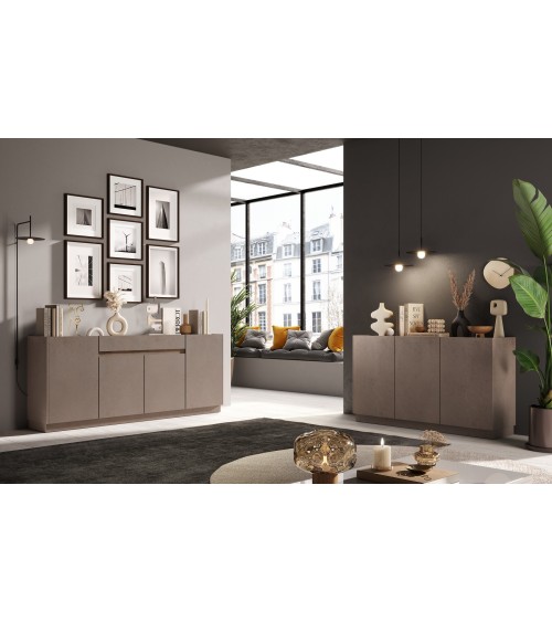 Buffet 4 portes + 1 tiroir FANTASY Bronze/chêne Mercure 205 cm