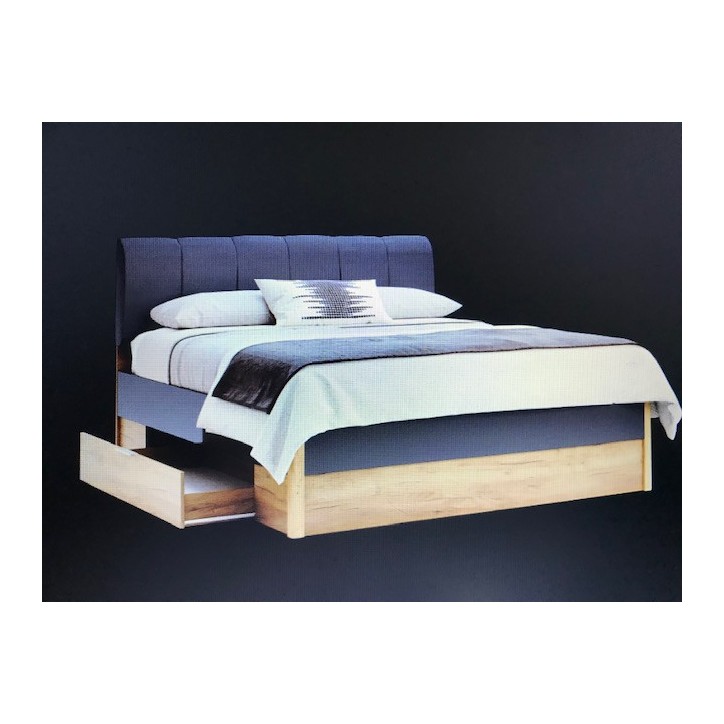 Cama Romana com caixa de arrumação, lava mate e carvalho claro 160x200 cm