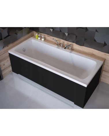 Vasca da bagno MIRANO II con pannelli scanalati neri 140/150/160/170 x 70 cm, con grembiule nero