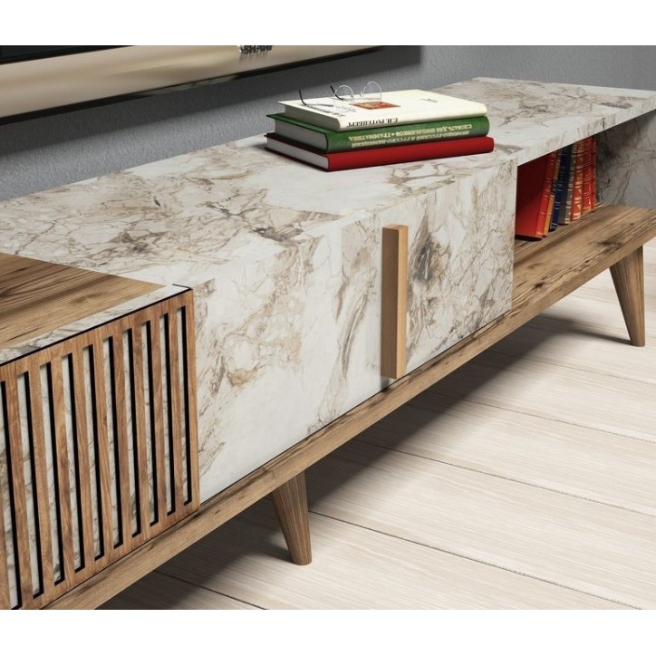 Salon complet TV MILAN marbre blanc