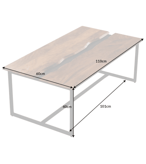 Table basse AMAZONAS 110 cm en bois de manguier et ardoise