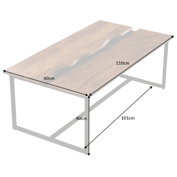 Table basse AMAZONAS 110 cm en bois de manguier et ardoise