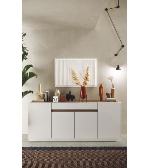 Buffet FANTASY Blanc laqué/chêne Mercure 205 cm