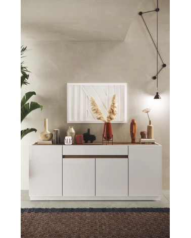 Buffet FANTASY Blanc laqué/chêne Mercure 205 cm