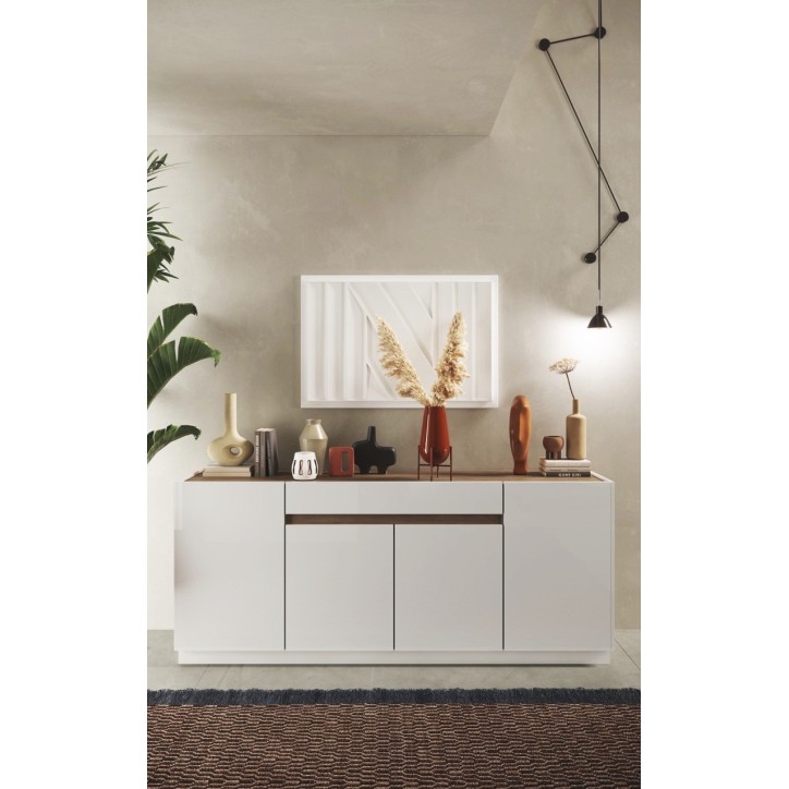 Buffet FANTASY Blanc laqué/chêne Mercure 205 cm