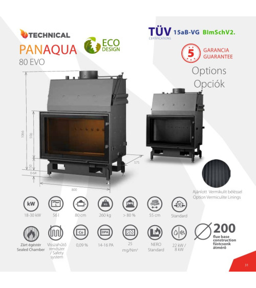 Insert hydro PANAQUA 80 EVO 30 KW - Dans notre boutique en ligne - garantie du meilleur prix