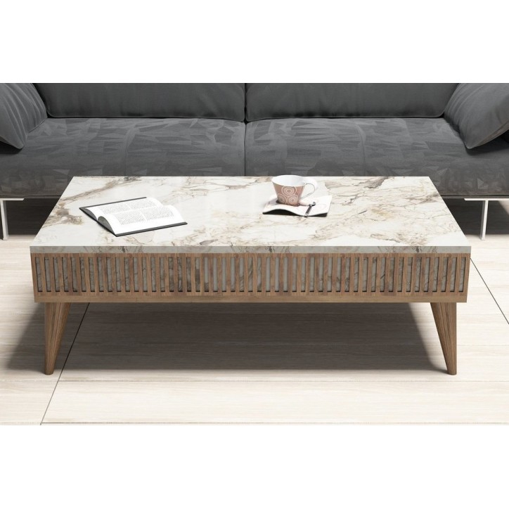 Salon complet TV MILAN marbre blanc