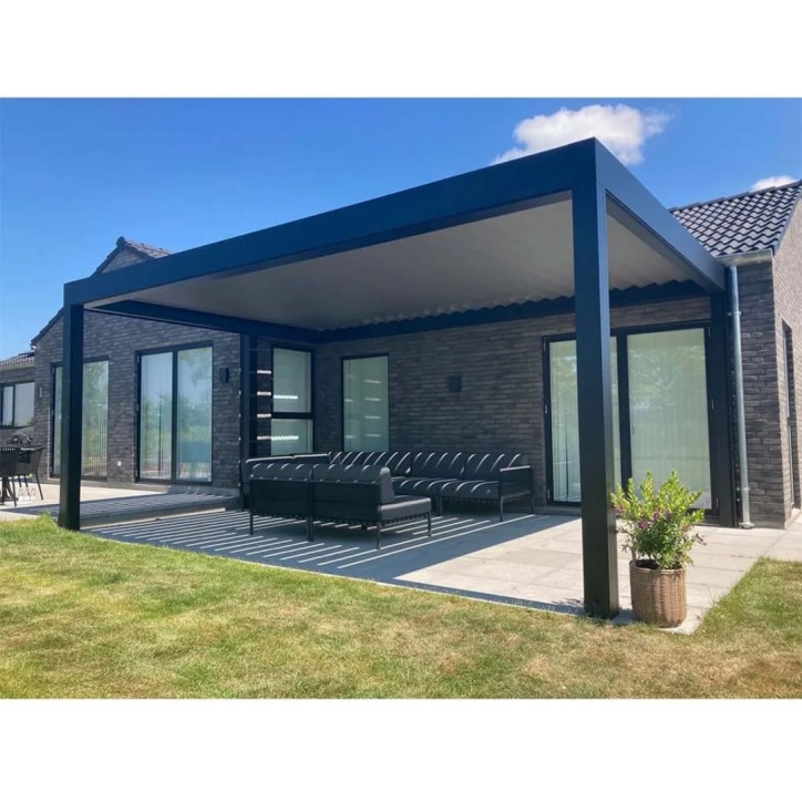 Pérgola bioclimática Jane respaldado 4x4m de aluminio