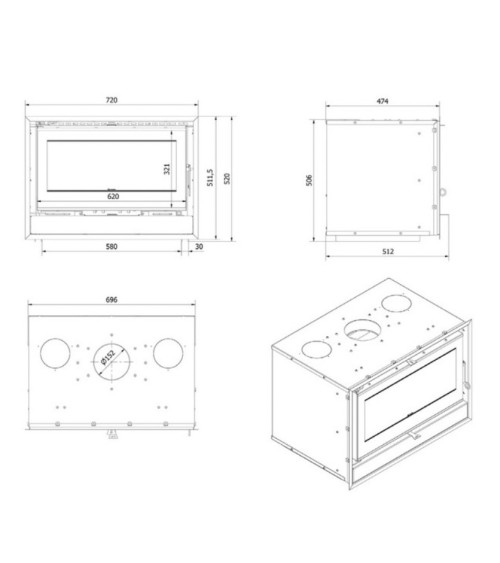copy of Fogão a lenha creme+ forno TAURUS 52 cm