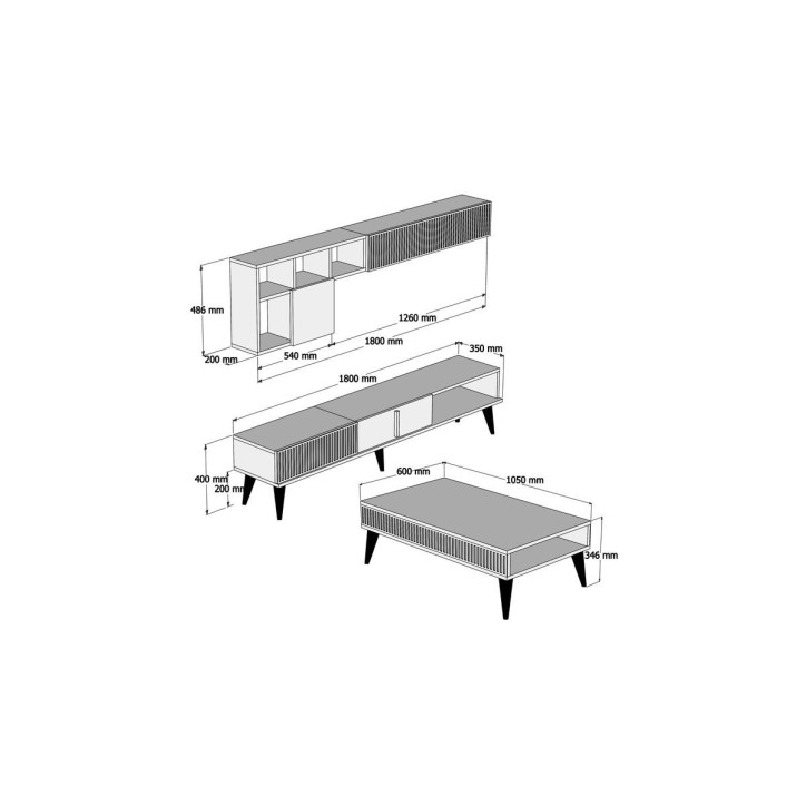 Salon complet TV MILAN marbre blanc