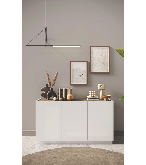 Buffet FANTASY Blanc laqué/chêne mercure 155 cm