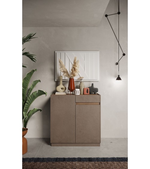 Buffet 2 portes + 1 tiroir FANTASY Bronze/chêne Mercure 105 x 107 cm