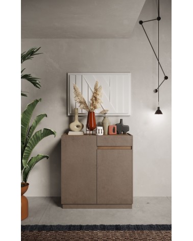 Buffet 2 portes + 1 tiroir FANTASY Bronze/chêne Mercure 105 x 107 cm