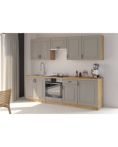 Cuisine Delos beige gris et chêne – 250 cm