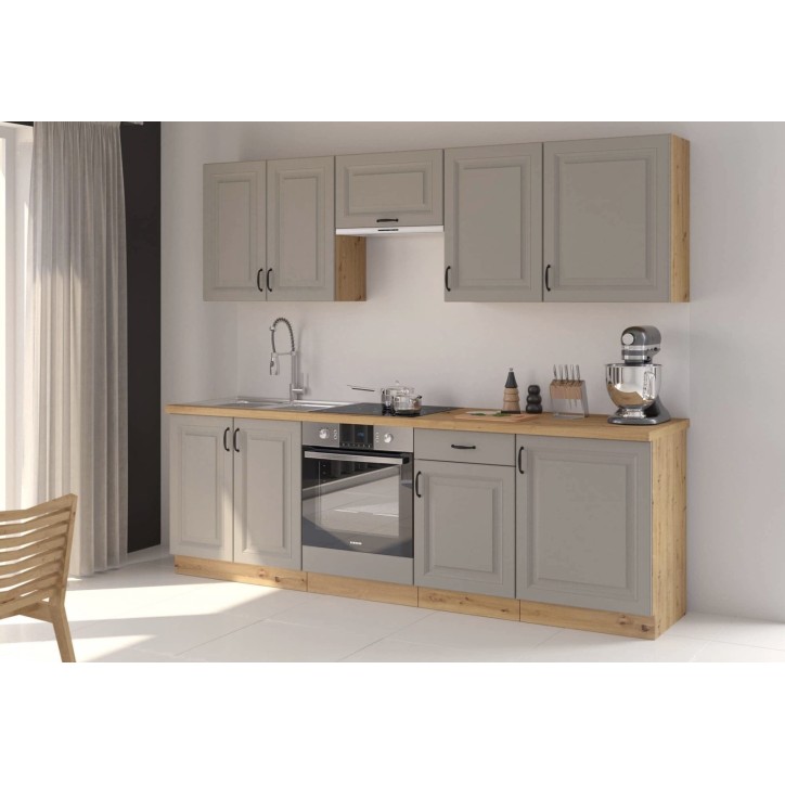 Cuisine Delos beige gris et chêne – 250 cm