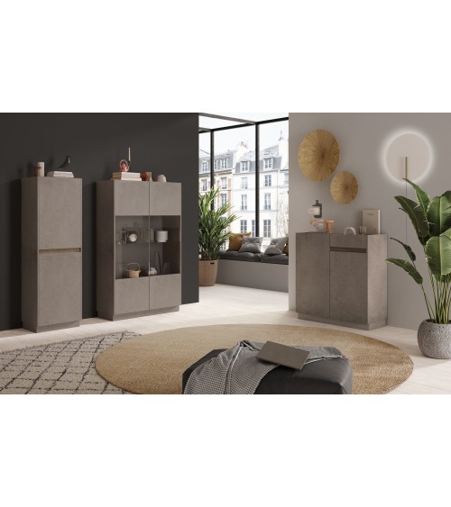 Buffet 2 portes + 1 tiroir FANTASY Bronze/chêne Mercure 105 x 107 cm