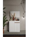 Buffet 2 portes + 1 tiroir FANTASY Blanc laqué/chêne Mercure 105 x 107 cm
