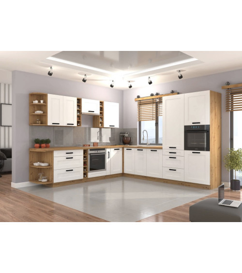 Cucina Luis bianca e rovere artisan 290x260 cm