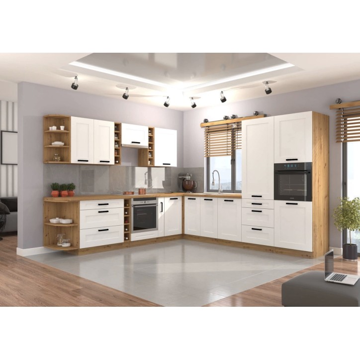 Cucina Luis bianca e rovere artisan 290x260 cm