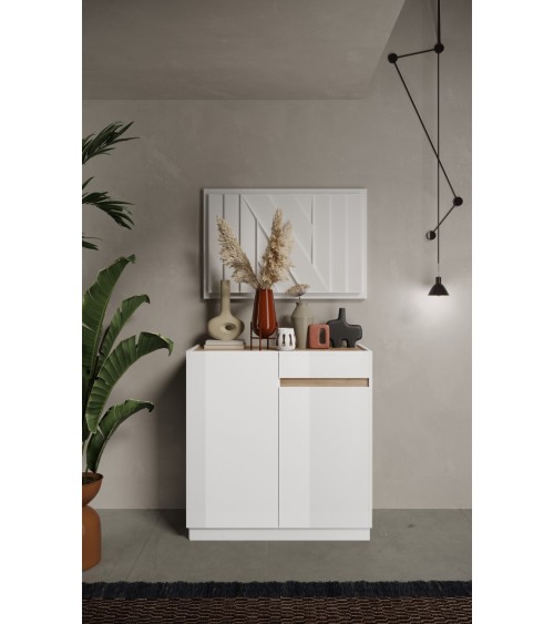 Buffet FANTASY Blanc laqué/chêne Cadiz 105 x 107 cm