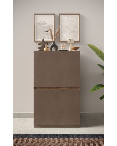 Buffet haut 4 portes FANTASY Bronze/chêne Mercure 105 x 170cm