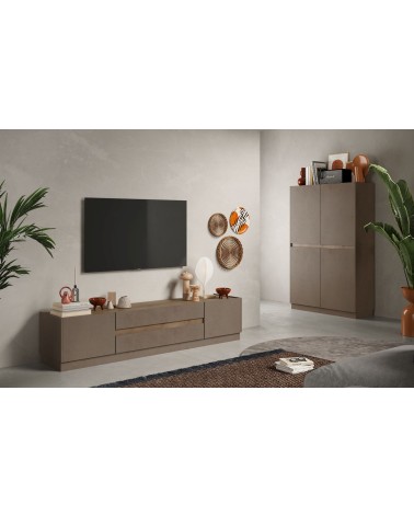 Buffet haut 4 portes FANTASY Bronze/chêne Mercure 105 x 170cm