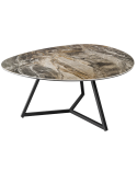 Table basse MARVELOUS 90 cm en céramique taupe et verre trempé
