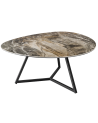 Table basse MARVELOUS 90 cm en céramique taupe et verre trempé
