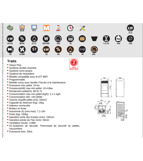 Pelletkachel - ZONDER ELEKTRICITEIT - GRATIS 6 kW kleur wit Europese productie op onze online shop