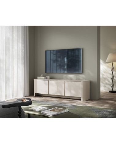 TV-meubel Odense licht eiken, zwart en gehard glas 154 cm