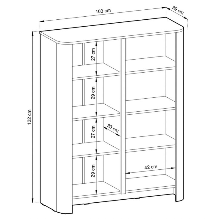 Vitrine Bari chêne - 103x132x39 cm