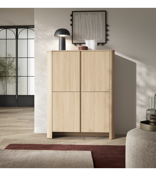 Odense licht eiken, zwart en gehard glas