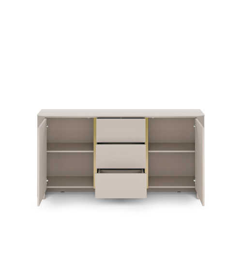 Odense servieskast licht eiken, zwart en gehard glas 154 cm