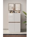 Buffet haut 4 portes FANTASY Blanc laqué/chêne Mercure 105 x 170cm