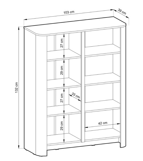 Vitrine Bari chêne - 103x160x39 cm