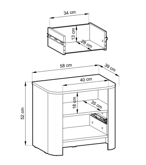 TV-meubel Odense licht eiken, zwart en gehard glas 154 cm