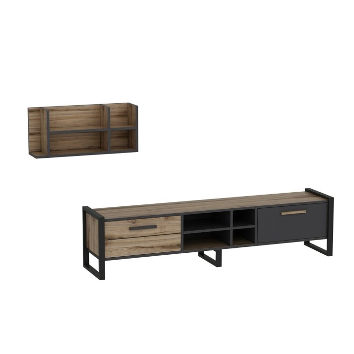 Salon complet Leno chêne clair et gris