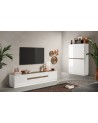 Buffet haut 4 portes FANTASY Blanc laqué/chêne Mercure 105 x 170cm