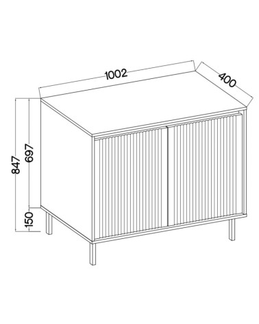 copy of Buffet 3 portes 154 x 40 x 75 cm chêne canadian-blanc artik