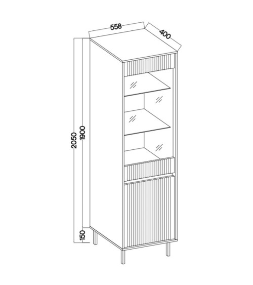 Buffet 3 portes 154 x 40 x 75 cm chêne canadian-blanc artik