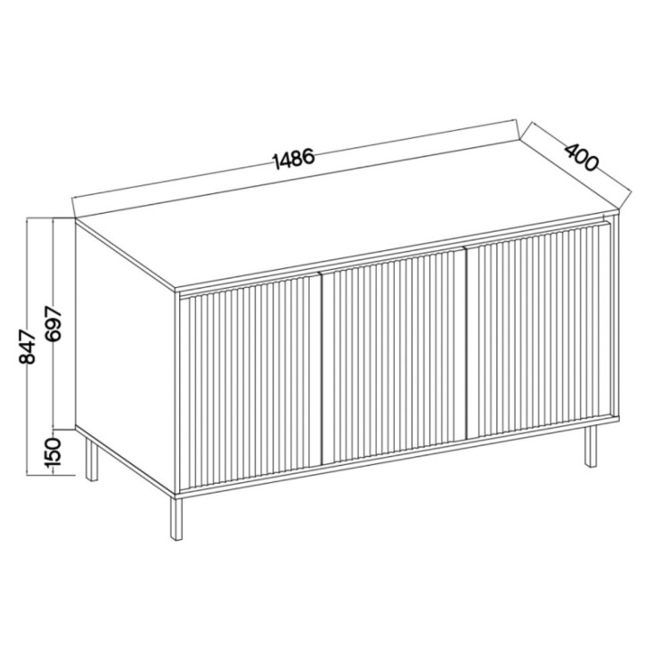 Credenza Osaka rovere e nero 148,6 x 84,7 cm