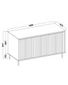 copy of 3-deurs buffetkast 154 x 40 x 75 cm Canadese eik-wit artik