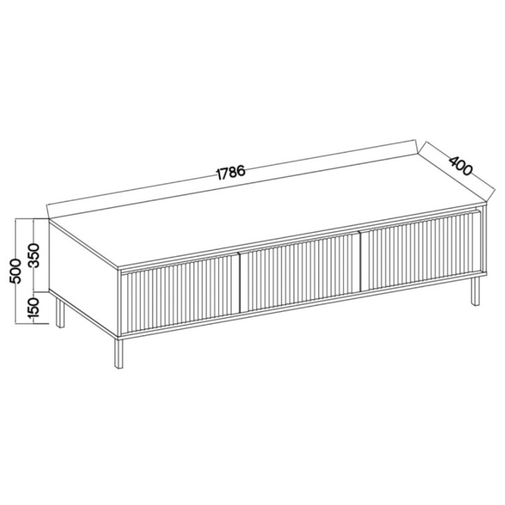 Mueble TV Osaka roble y negro - 178 x 50 x 40 cm